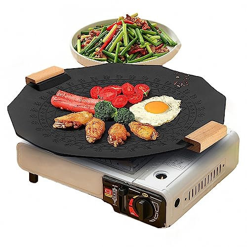 Asador Teppanyaki, Parrilla portátil antiadherente sin humo, parrilla de placa caliente, no llevamos la estufa que aparece en la imagen(Black)