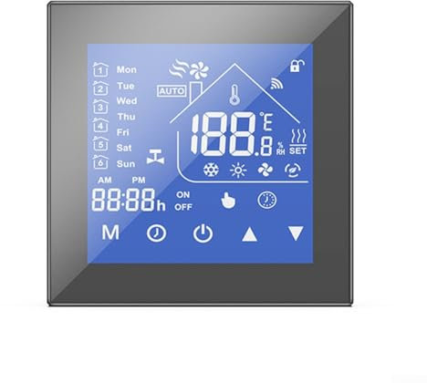 Thermostat For Zigbee, Smart Wireless Water Boiler Underfloor Heating 16A, Voice/Remote Control, Smart Programmable Thermostat Temperature Controller with Touch Screen(Water heating Black)