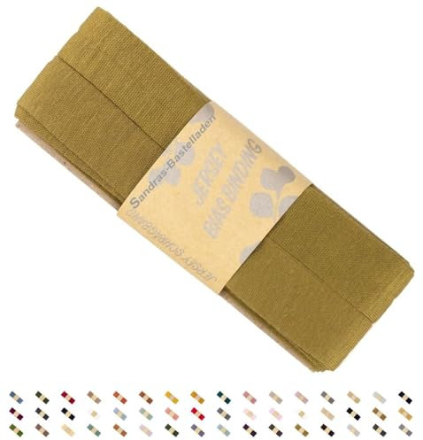 Sandras-Bastelladen Jersey Schrägband/Einfassband elastisch & gefalzt 3m x 20mm - 100% Viskose Goldbraun
