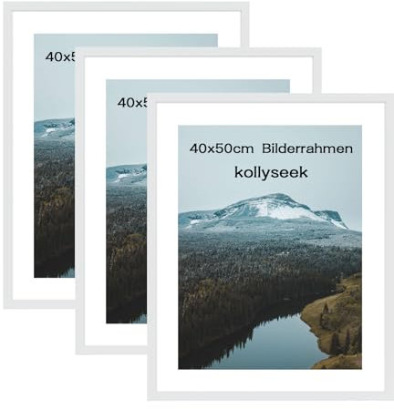 kollyseek 3er Set 40x50cm Bilderrahmen und Acrylglas Weiß Fotorahmen,zum Aufhängen & Aufstellen, Wand Bilderrahmen Moderner Fotorahmen, Weiß Dekorahmen