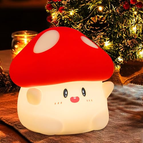 YR YRHH-PET Pilz-Nachtlicht, niedliche Pilzlampe, LED-Quetsch-Nachtlampe, weiches Silikon, dimmbar, wiederaufladbar, tragbar, Touch-Nachtlicht für Kinder, Baby-Schlaf, Kinderzimmer, Schreibtisch,