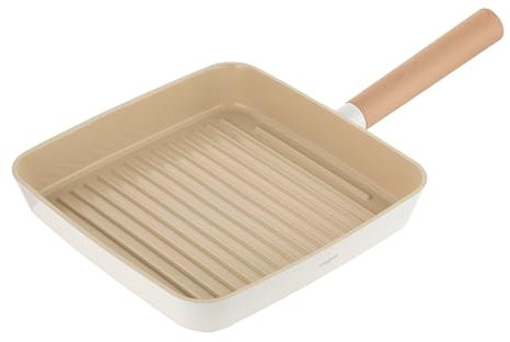Florina Nube sartén grill de aluminio | 26x26 cm | Aluminio fundido | Apta para inducción | Revestimiento cerámico resistente a arañazos | Mango suave al tacto efecto madera | Resistente al calor