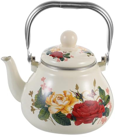 OFFSCH Emaille-teekessel Für Herd Kaffeekessel Tee-servierkanne Retro-Design Verdickt Praktisch Langlebig Verbrühschutzgriff