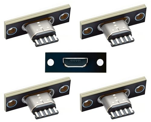 cablecc Lot de 5 connecteurs USB 2.0 à brochage DIY OEM Micro-USB 5 broches femelle Type-B Type de montage sur panneau avec carte PC