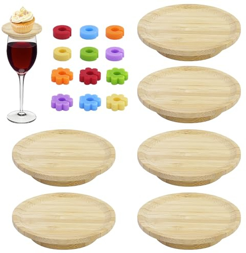 6 Stück Weinglas Topper, Wine Glass Charcuterie Topper, Charcuterie Wine Glass Topper, Wine Glass Charcuterie Board Topper, Weinglas Aufsatz Vorspeisenteller für Desserts Getränke Partyzubehör.