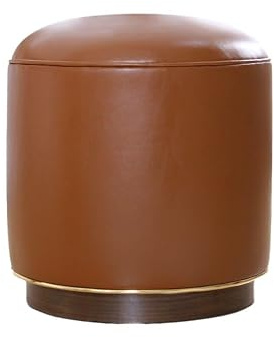 Atelier Del Sofa Stilvoller Pouf aus kamelfarbenem Kunstleder, 43 cm hoch | 100% Kunstleder, Holzbeine, 35 mm Dicke orthopädische Polsterung | Design im Bohème- und Skandinavischen Stil