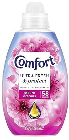 Comfort Ultra Fresh Fabric Conditioner Sakura Dreams, 58 Washes (870 ml) – Infused with Essential Oils, Long-Lasting Fragrance