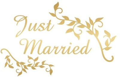 Wambere Aufkleber JUST Married Hochzeitsaufkleber Autoaufkleber Ablösbare Aufkleber Selbstklebend Wandaufkleber Rückspiegel Aufkleber für Hochzeitsdekoration Autoschmuck Heimdekoration,Gold C