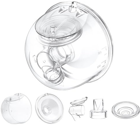 One Full Set Milk Collector Cup with 24mm Flange Only Compatible with Momcozy S12 Pro/S9 Pro Breast Pump NOT for S9/S12, for Mom Cozy Wearable Breast Pump Replacement Parts (24mm Overall)