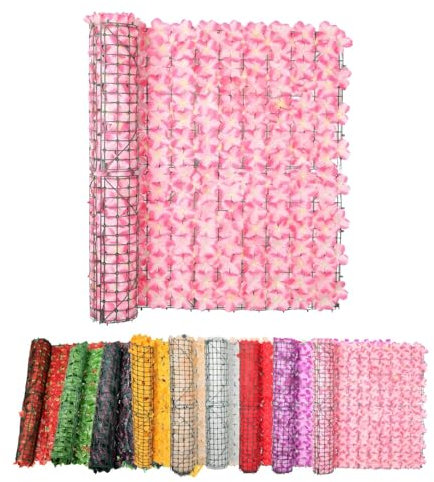 Générique Haie Artificielle Mur Vegetal Artificiel Exterieur 50cm 100cm 200cm 300cm Brise-Vue pour Balcon Et Clôture Extérieure 100 Pcs Serre Cable Plastique(Rose,100x200cm/3.3x6.6ft)