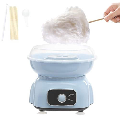 Zuckerwattemaschine Set, 500W Zuckerwatte Maschine mit Plastikstab Löffel und 10 Bambus-Stäbchen, 1850RPM Zucker für Zuckerwattemaschine, Cotton Candy Maker für Kindergeburtstag Party, BIS 180℃ (Blau)