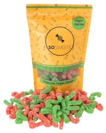SoSweetie Vegan Fizzy Red & Green Candy Canes – Gelatine-Free Bulk Pick & Mix Sweets in Resealable Pouch – Perfect for Kids, Birthdays, Parties & Gifting