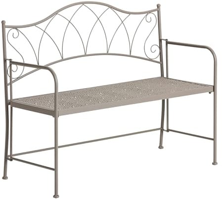 Dehner Klappbank Luca, nostalgische Gartenbank, 2-Sitzer, ca. 115 x 95.5 x 52 cm, Metall pulverbeschichtet, Taupe