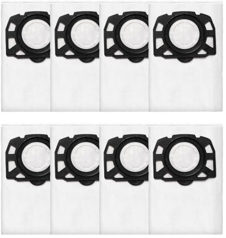 Pack of 8 KFI 357 Vacuum Cleaner Bags, Compatible with Kär-cher WD2 Plus, WD3, WD 3 Battery, KWD-1, KWD 2, KWD 3, MV 3, WD 3.200 to-WD 3.800 M, SE 4001, SE 4002 Vacuum Cleaners(COLOR:White)