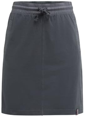 SOCCX Damen Kurzer Jersey-Rock mit Elastikbund – 100% Baumwolle Minirock mit seitlichen Taschen und Kordelzug, Sommerrock für Damen, Freizeitrock für Urlaub und Alltag Grey Bay, XXL
