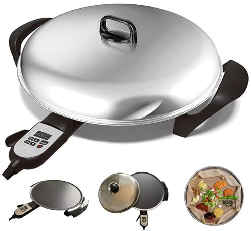 1700W Electric Injera Griddle, 40Cm/46mm/52mm Non-stick Electric Griddle for Ethiopian Injera with Adjustable Digital Heat Control, Makers & Chapati & Skillet and Pancake Maker 46mm