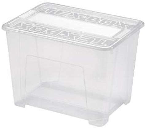 Heidrun 4 x Tex-Box mit Deckel + Klickverschluss - 21 Liter - 38 x 28 x 27,2 cm - transparent