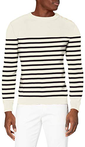 Armor Lux Herren Pull Marin Groix Homme Pullover, Weiß (6Rl Milk/Navire 6Rl), X-Large