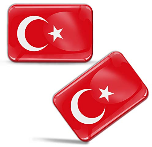 Biomar Labs® 2 x Aufkleber 3D Gel Silikon Stickers Türkei Turkey Türkisch Flagge Fahne Flag Auto Motorrad Fahrrad Fenster Tür PC Handy Tablet Laptop F 71