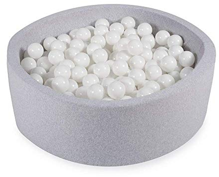 Angelove Piscina De Bolas 90X30cm/200 Bolas para Bebé Niños Piscina De Espuma Redonda Blanda Gris Claro: Todo Blanco