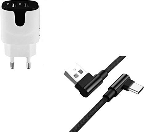 Pack pour WIKO Y81 Smartphone Micro USB (Cable 90 degres Fast Charge + Double Prise Secteur Couleur) (Noir)