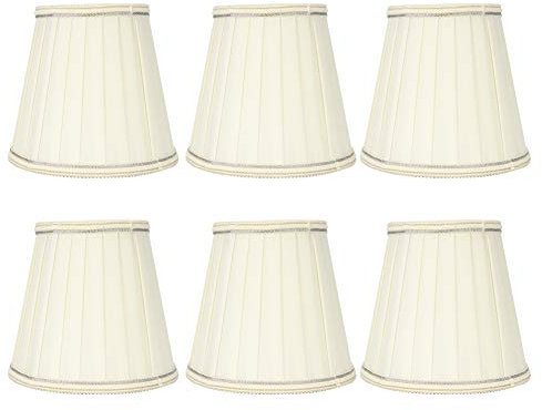 6 Pièces Abat-jour en Tissu Moderne, Clip sur Abat-jour Bougie Lustre Abat-jour Petit Abat-jour pour Suspension de Plafond, Lot de 6