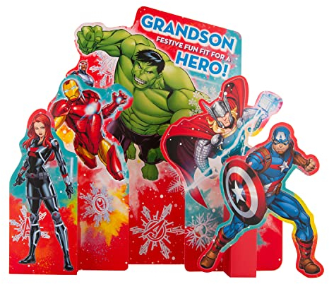 Hallmark Weihnachtskarte für Enkel – 3D Pop-Out Marvel Avengers Design