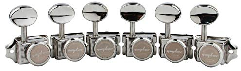 Guyker 6 Inline Vintage Guitar Lock String Tuners – Locking Tuning Key Pegs Machine Heads Replacement Parts for ST TL Style Electric, Folk or Acoustic Guitars – Nickel