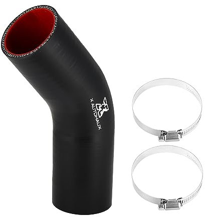 X AUTOHAUX Auto Silikonschlauch mit Klemmen 51mm 2 Innendurchm. 45 Grad Schwarz Rot