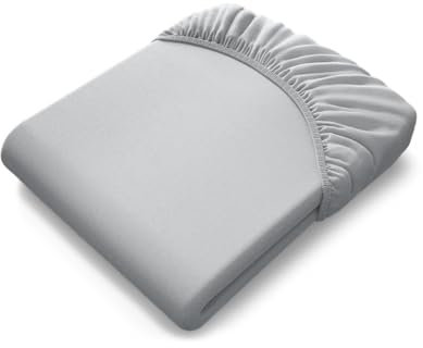 bett1 BODYGUARD Jersey-Spannbettlaken 140-160x220 cm (Silber, robust, waschbar bei 60 °C, Rundum-Gummizug, Oeko-Tex 100)