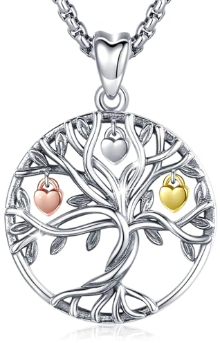 Eusense Kette Lebensbaum 925 Silber Baum des Lebens Anhänger Halskette Schmuck für Damen Mädchen