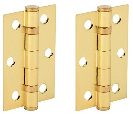 HANDLEZONE® Door Hinges 1 Pair 76mm / 3 inch Ball Bearing, with Screws - Satin Brass