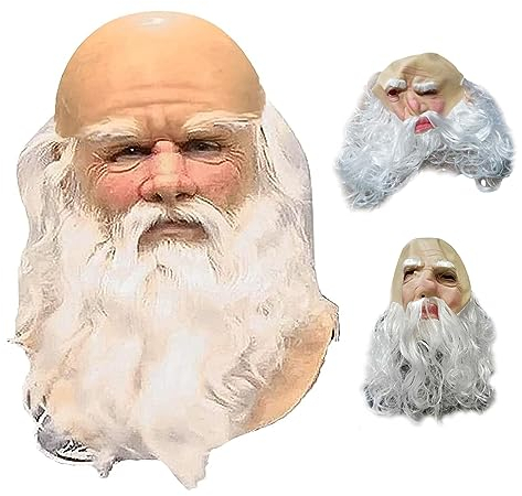 Jorzer Santa Claus Maske mit weißer Bart Latex Weihnachtsmaske süße Kinder Erwachsene Vollgesichtsmasken für Cosplay -Kostümparty Karnevals Weihnachts -Cosplay -Tools
