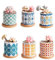 simpa 6PC Decorative Mixed Pattern Ceramic Plant Pots - Bohemian Design 7.3cm (H) x 7.3cm (Dia)