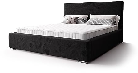 Verona Idee Polsterbett Anton mit Lattenrost Holzrahmen Bettkasten 5 Größen viel Farben Auswahl SCHWARZ 180cm X 200cm