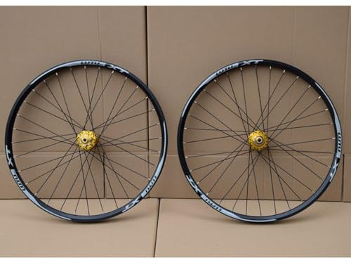 LSRRYD Fahrrad Laufräder 24'' 26'' 27.5'' 29'' MTB Laufradsatz Scheibenbremse Schnellspanner Mountainbikes Vorne Hinten Felgen Lagernaben 8 9 10 Gang (Color : Black-Gold, Size : 27.5inch)