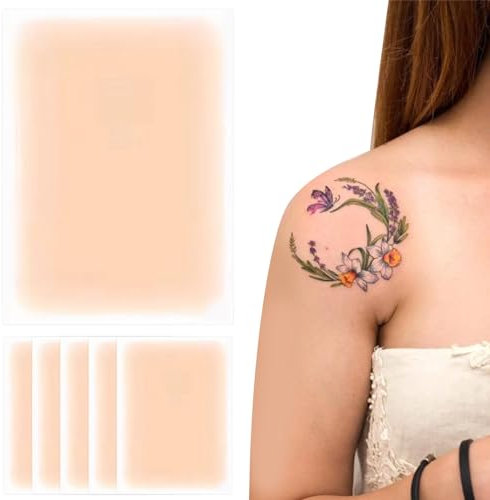 Wedhapy Tattoo Abdeckband 6 Stück Wasserfest Unsichtbar Ultradünn Tattoo Abdeckpflaster 8,9 X 15 cm Zuschneidbares Tattoo Make up Abdeckband Für Tattoo Narben Und Muttermale Stil 1