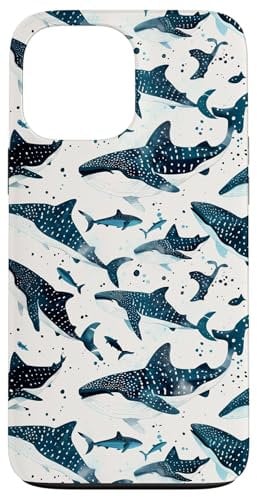 iPhone 13 Pro Max Whale Blue Shark Pattern Case Cute Ocean Sea Life Animal Case