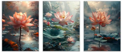 WQBQKKX 3er Set KüChenbilder Leinwand Abstrakte Blumen Xxl Leinwand Bilder,Rosa, grün Wandbilder Wohnzimmer KüChe Esszimmer Badezimmer Wanddeko-20x30cmx3 Ungerahmt