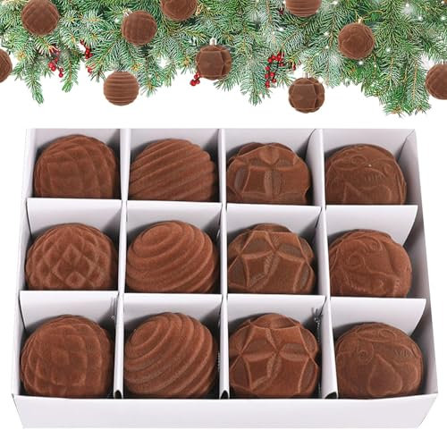 Bolas de terciopelo para decoración del árbol de Navidad, 12 unidades de bolas de colores, perfectas para fiestas navideñas, agregan elegancia y estilo a tu árbol de Navidad esta temporada