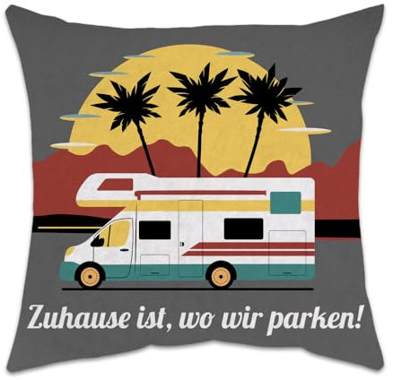 trabag Wohnmobil Gadgets Geschenk für Camping, Camping Kissen 45x45, wohnmobil Kissen，Camping Gadgets，Lustig Camping Zubehör Wohnwagen Geschenke Deko wohnmobil deko
