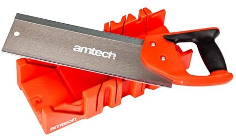Amtech - Tenon Saw and Mitre Box for Cutting Wood and Laminate, for Home DIY and Woodworking, Accurate and Smooth Cuts at Various Angles, Comfortable Handle (300mm/ 12” TPI)