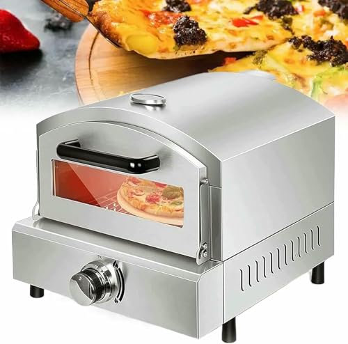 Horno de Pizza eléctrico/a de Acero Inoxidable con Ventana Visible y asa antiescaldaduras, Calentamiento Uniforme para Tortillas, Pan, Pasteles y Barbacoa.
