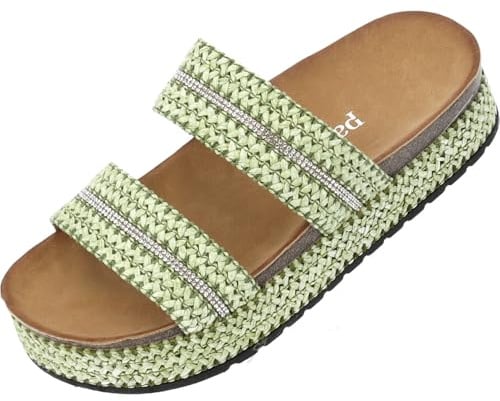 Palado Plateau-Pantoletten Damen Maziel – bequeme Sandalen - modische Sommerschuhe - Hausschuhe mit Plateau-Sohle Grün UK8 - EU41
