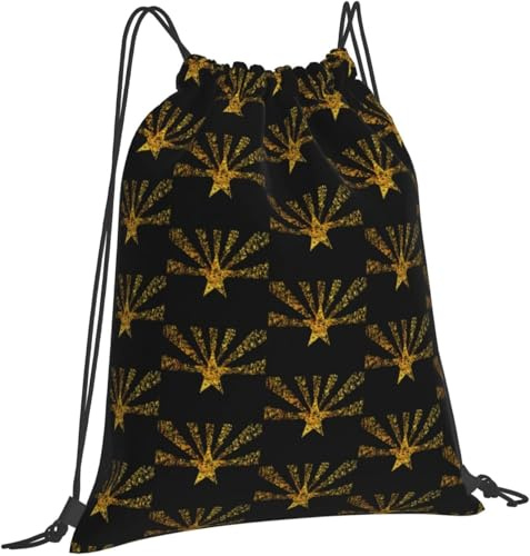 Rucksack Mit Kordelzug Arizona-Staatsflagge Gold Schuhbeutel Faltbar Erwachsene Rucksack Für Damen & Herren, Für Reisen, Yoga, Schule, 36x42cm