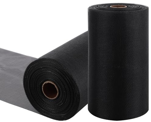 CYEER 2-Pack Fiberglass Insect Mesh Roll 30cm x 20m, Black Fly Screen Mesh for Windows and Vents, 18 x 16 Mesh Insect Screen for Soffit Vents and Roof Protection