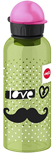 Emsa Kinder-Trinkflasche 518132 | 600 ml | Sicherheitsverschluss | 100 % dicht | BPA frei | Teens Moustache | Tritan ,7.5 x 7.5 x 21.4 cm