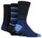 SockShop Men's Comfort Cuff Socks - Striped and Plain Soft Breathable & Cooling Bamboo Material Multipack of 3 Pairs Black/Blue 12-14