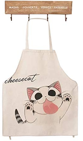 Phantomon Schürze mit süßem Katzen-Motiv, japanischer Stil, lustige Baumwolle Schürze der Katze (Adult Size, Funny Face)