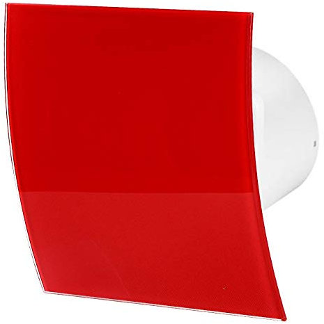 Awenta 100mm Pull Cord Extractor Fan Shiny Red Glass Front Panel ESCUDO Wall Ceiling Ventilation